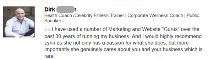 Client testimonial from Dirk