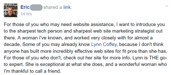 Client testimonial from Eric